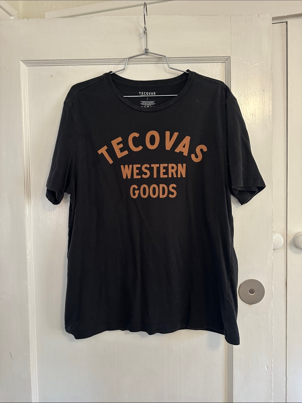Tecovas Black Tee with Rust 'Tecovas Western Goods' Print - Picture 1 of 3
